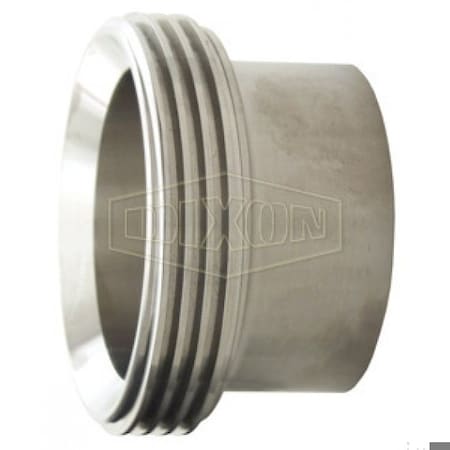 Weld Ferrule, Long, Series: 15A, Ferrule, 3 In Nominal, Thread Beveled Seat, 304 SS, 1-3/4 In L, Ind